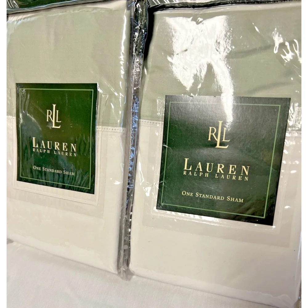 New Vtg RALPH LAUREN WENTWORTH CUFF EUCALYPTUS King Duvet & 3 STD Pillow Shams